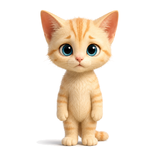 Milo, a cream and ginger striped kitten with blue eyes